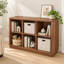 Bibliothèque de rangement à 6 cubes, tablette basse en MDF de style ferme avec bords arrondis, noyer