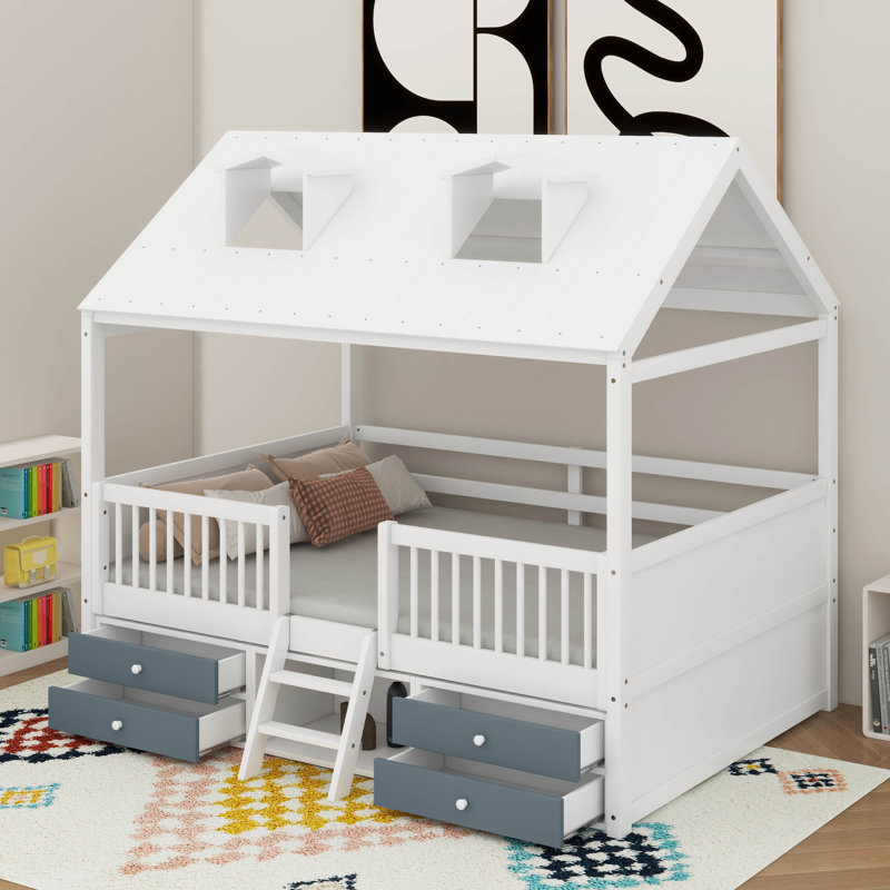 Lit en bois, Lit double, Blanc