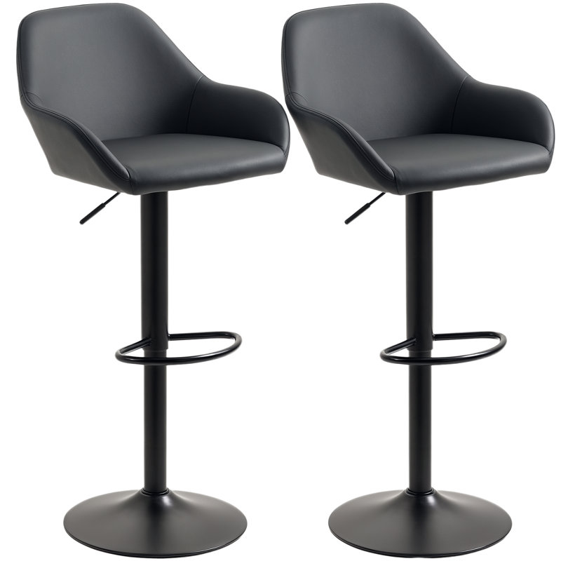 Morganti Swivel Upholstered Adjustable Height Counter Stool with Metal Frame, Black