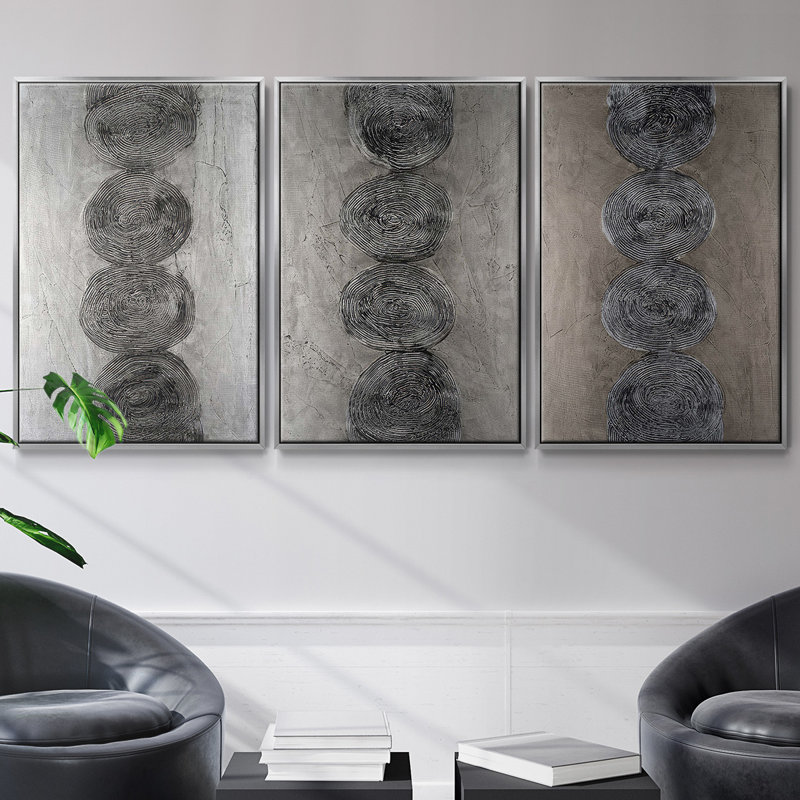Dramatic Tropicals I 3 pièces, Encadrement argenté, H 40 po x l 78 po