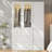 Wardrobe Closet With Drawers And Light, 75" Armoire  With Hanging Rod, 4 Doors Wooden Wardrobe Cabinet For Bedroom-1359829381