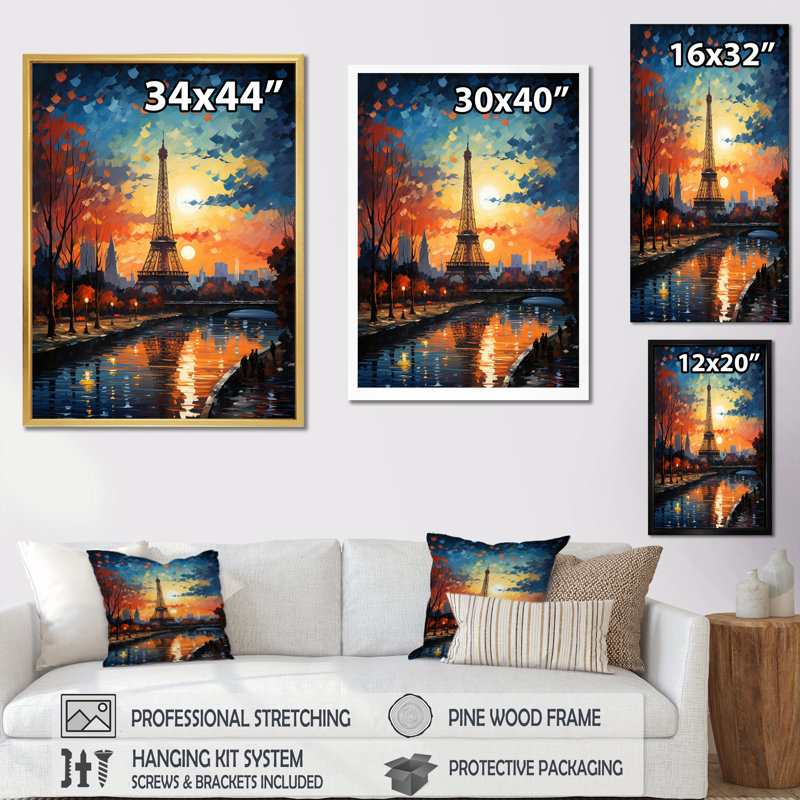 Anvesh The Eiffel Tower In 19 Century II, reproduction sur toile, H 44 po x l 34 po x P 1,5 po, Encadrement doré