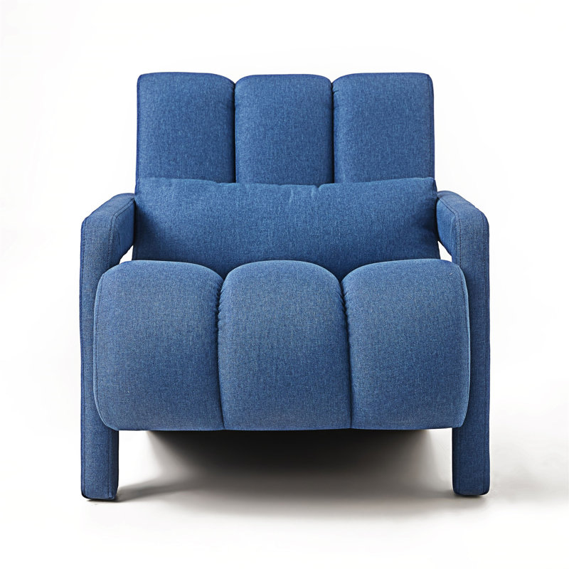 Kyrra Modern Upholstered Accent Chair With A Pillow, Navy Blue Linen