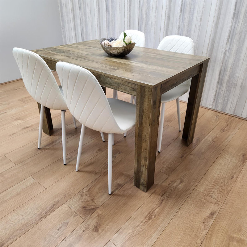 Aghaboy 4 - Person Dining Set, Natural, 75cm H x 117cm W x 77cm D, White