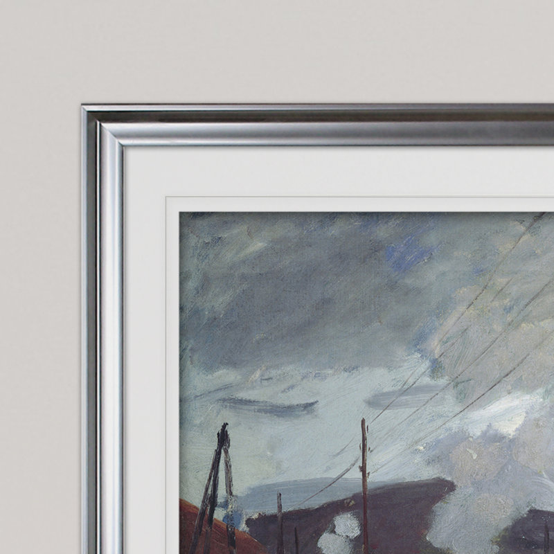 « chemin station » par claude monet print, Cadre argenté, H 31 po x l 43 po x P 1,5 po