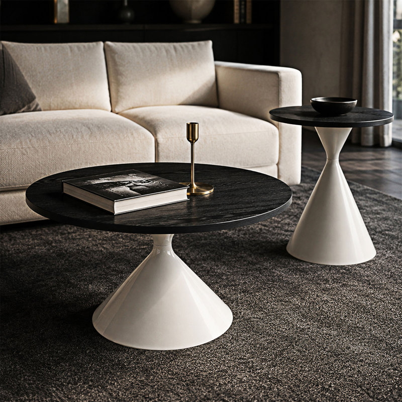 Ensemble de 2 tables basses, Noir / Blanc