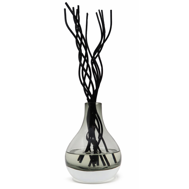 Diffuseur gris teinté avec roseaux courbés noirs