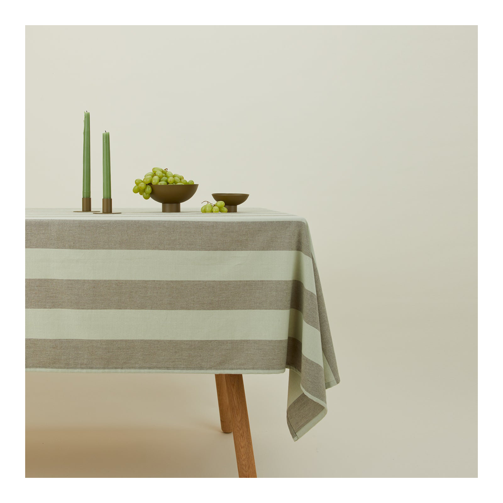 Essential Striped Tablecloth, Olive/Sage