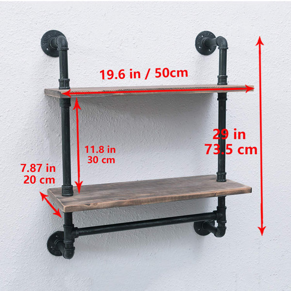  Industrial Pipe Shelf Bathroom Shelves Wall Mounted,19.6in  Rustic Wood Shelf with Towel Bar,2 Tier Farmhouse Towel Rack Over Toilet,Pipe  Shelving Floating Shelves Towel Holder,Retro Grey : Home & Kitchen