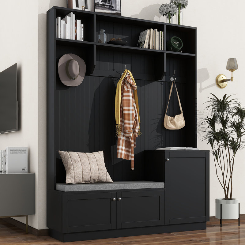 Arbre d'entrée ON-TREND au design élégant avec des solutions de confort et de rangement, Noir