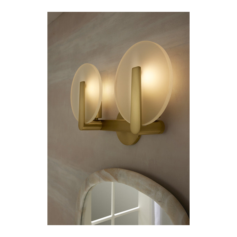 Hint Two-Light Sconce, Brushed Brass