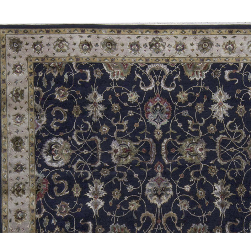 Tapis noir et blanc noué à la main de haute qualité