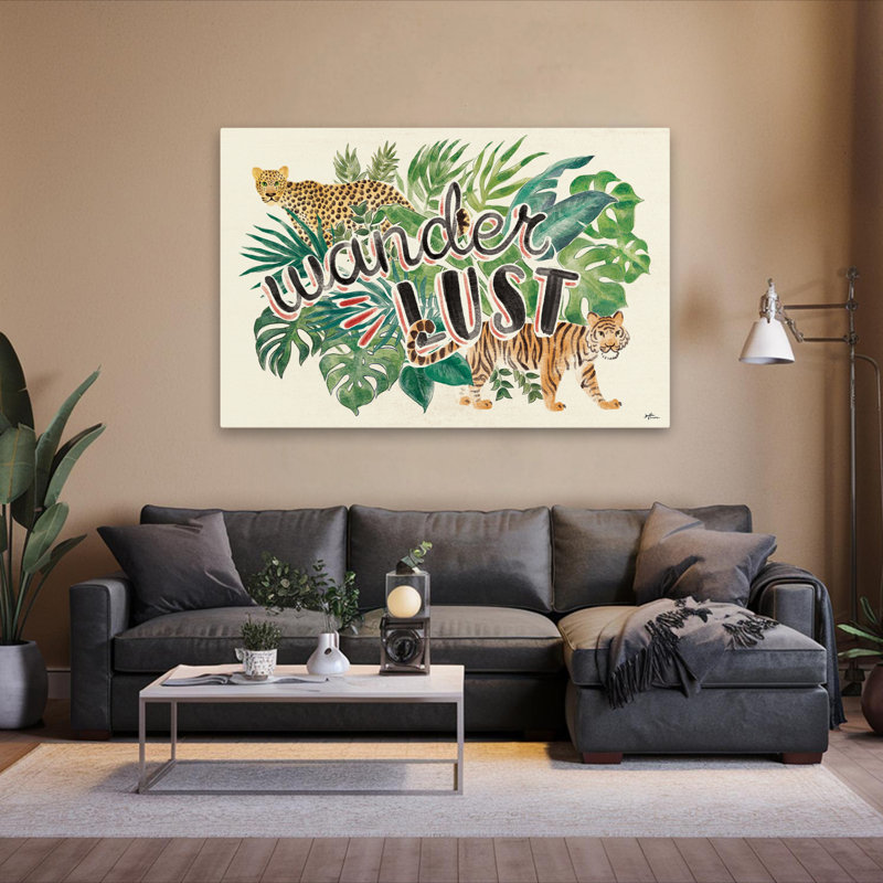 Jungle Vibes VII - Art fougères avec feuilles d'inspiration, H 40 po x l 60 po