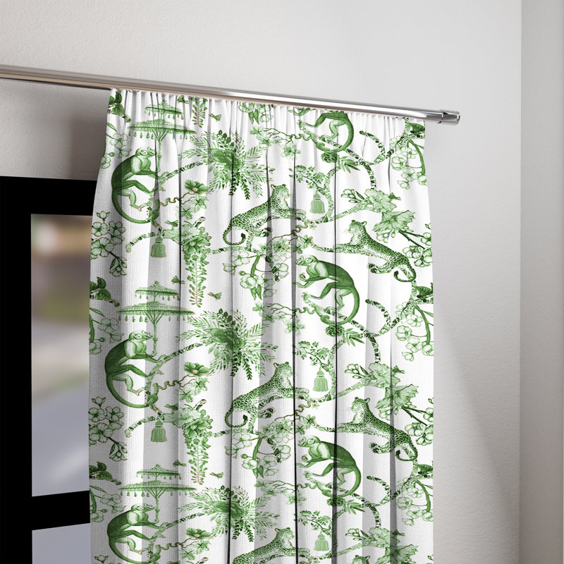 Rideau transparent en polyester Kaine, Vert/blanc