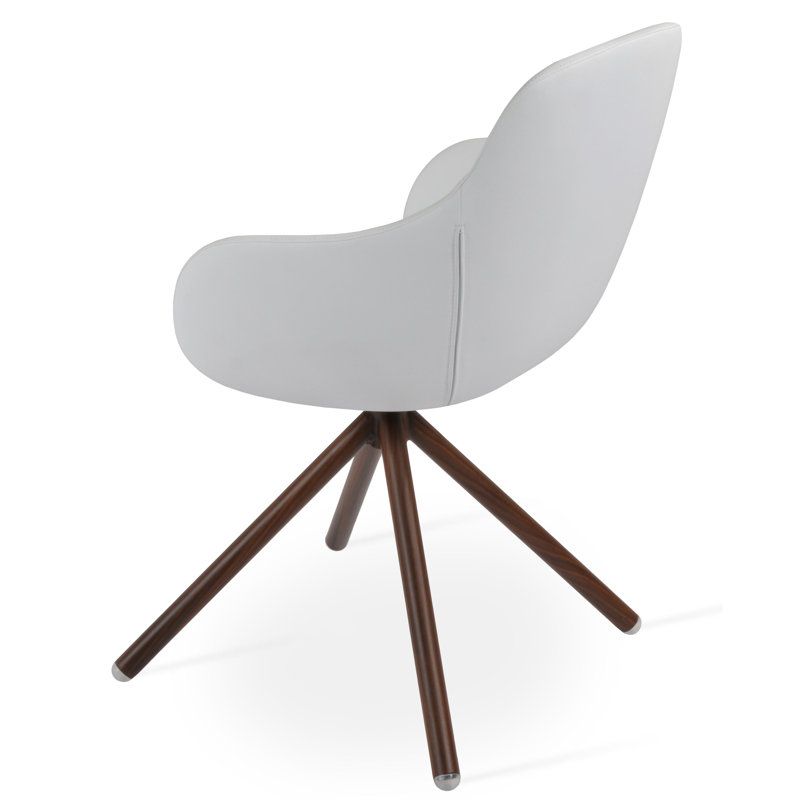 Chaise rembourrée Gazel, Noyer, Blanc