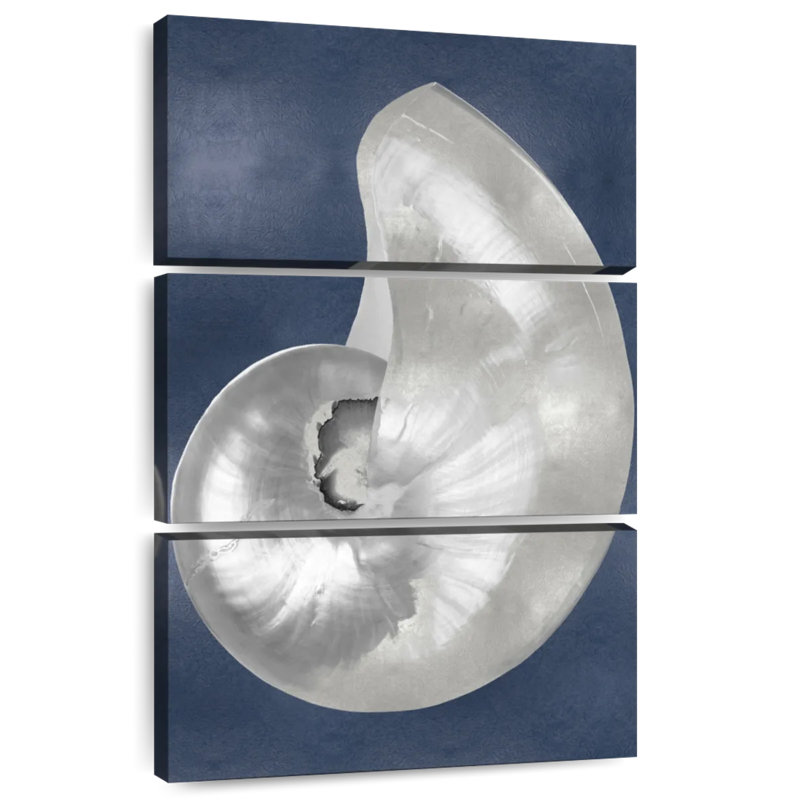Aletra coquillage argenté sur bleu indigo I, H 32 po x l 20 po