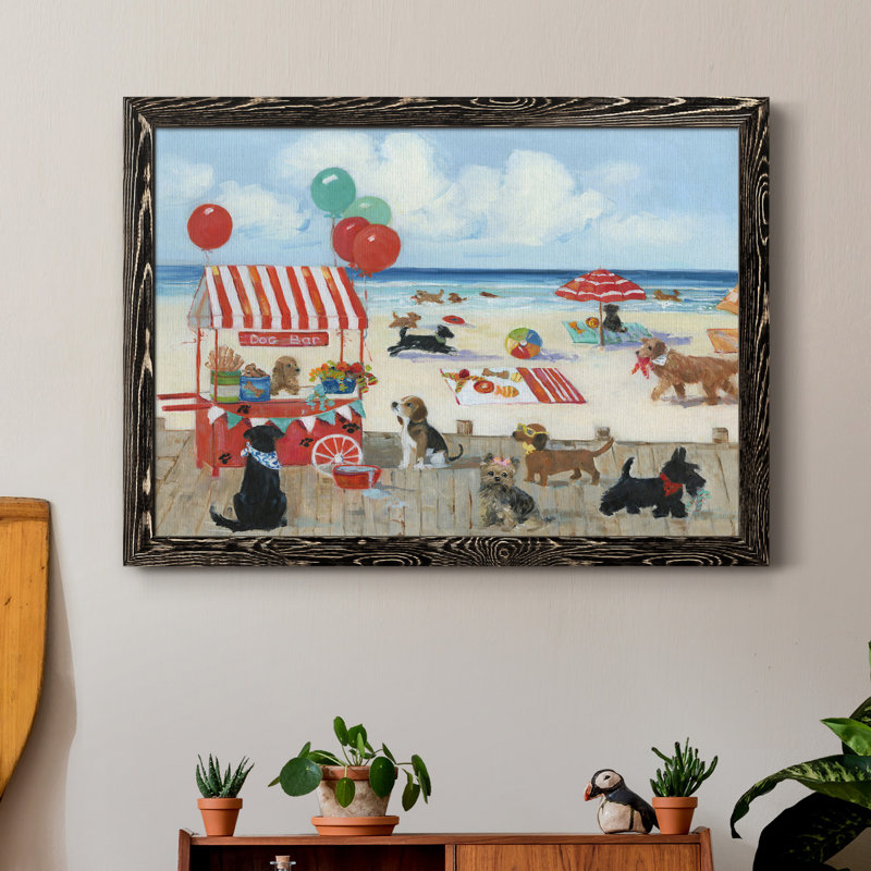 Beach Bark Park I - cadre photo, reproduction d'art sur toile, H 37,5 po x l 27,5 po x P 1,5 po, Noir