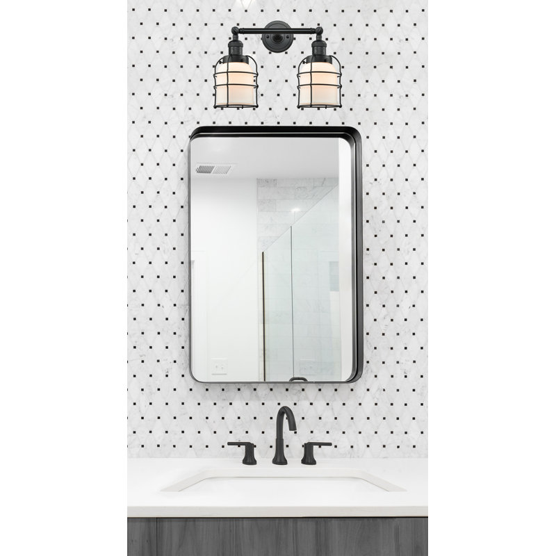 Éclairage pour salle de bain 2 lumières Gastelum, Boîtier blanc mat, Ampoule DEL 6 watts Vinage, Noir mat