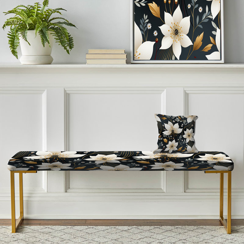 Upholstered Gold Bench, Catron
