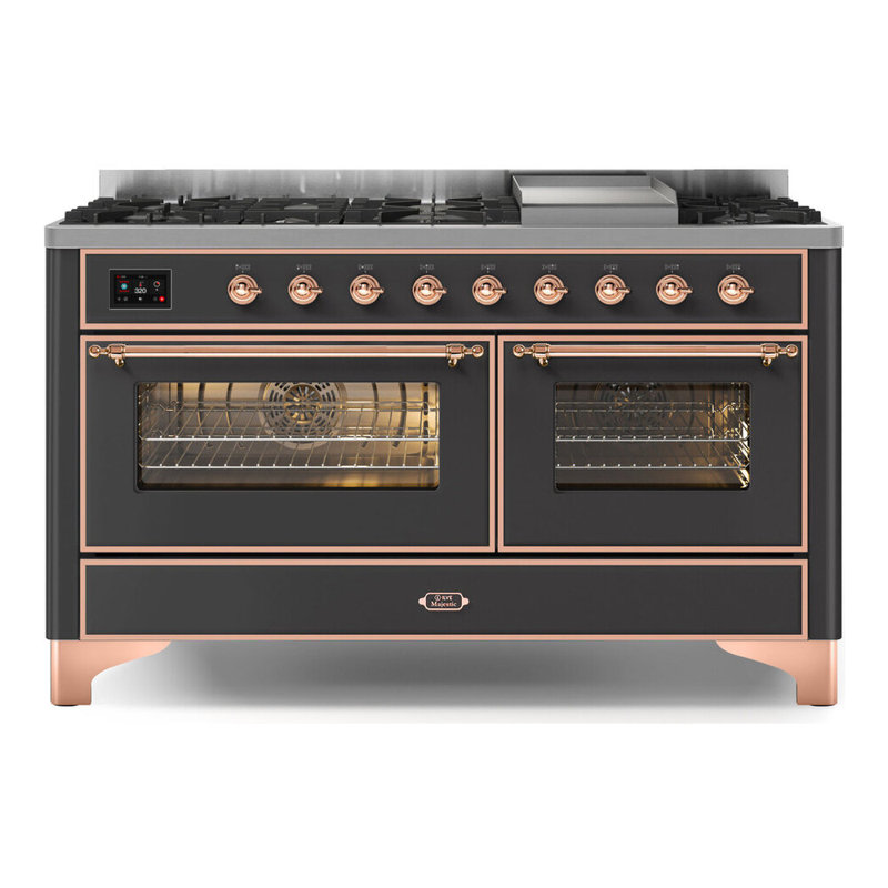 Majestic II 60" 5.02 cu. ft. Freestanding Dual Fuel Range with Griddle, Matte Graphite/Copper, Liquid Propane