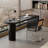 Black Half-circle Solid Wood desk-961517762