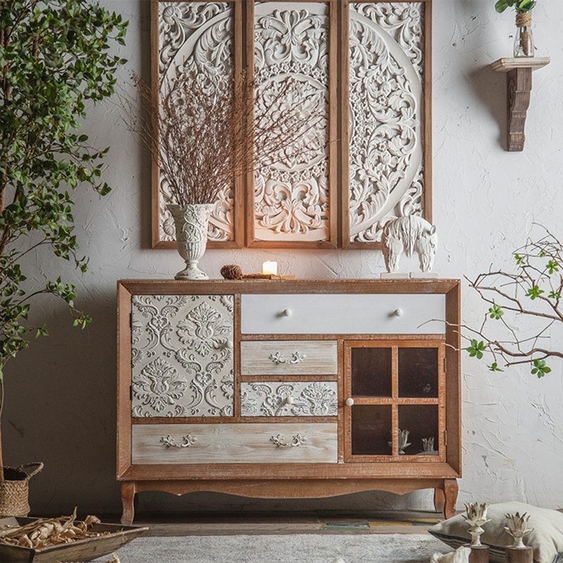 Modern Solid Wood Accent Cabinet, 33.46" H x 47.24" W x 13.39" D