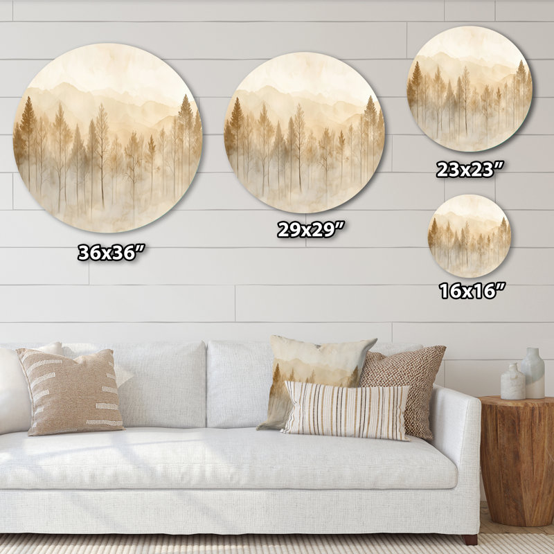 «Latte Forest Mist Glow I - Brown Woodland», œuvre d'art en métal, H 23 po x l 23 po