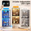 6-Tier Display Cabinet with Glass Doors, Metal Curio Cabinet with 3 Color Lights-964653997