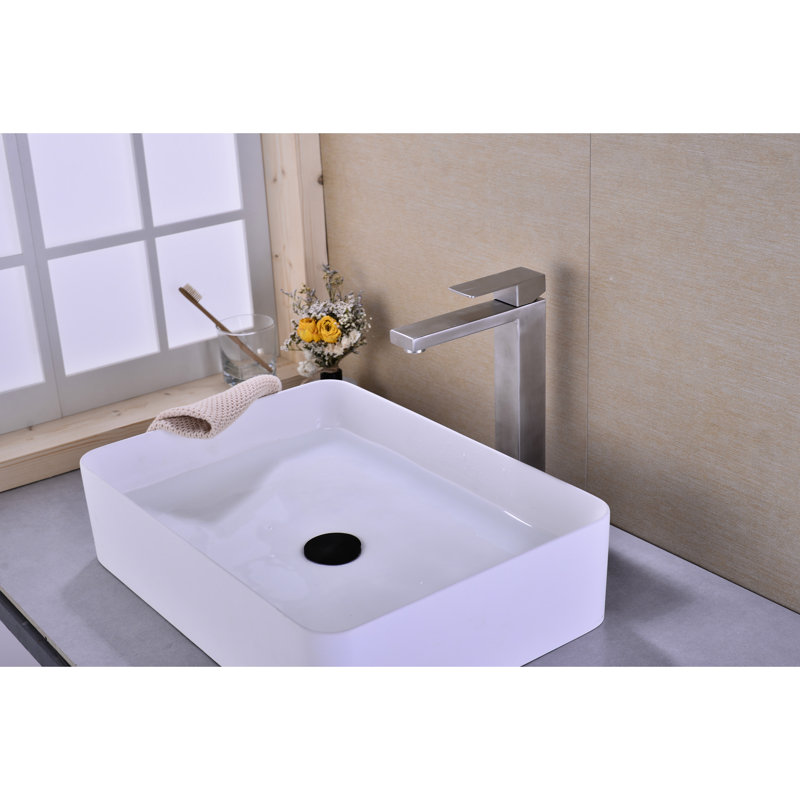 Single Handle Bathroom Sink Faucet In Brushed Nickel - Resists Impact Damage Reduces Noise And Ensures Smooth Flow