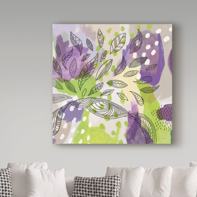 «Bright Life I Purple Yellow Line Crop», reproduction d'impression sur toile tendue