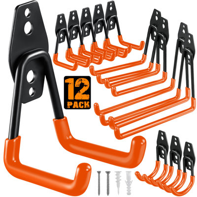 12 Pack Garage Hooks Heavy Duty,Utility Steel Garage Storage Hooks,Wall Mount Garage Hanger&Organizer -  Rebrilliant, 09945699F7A74F5ABDA7F157B820C9F6