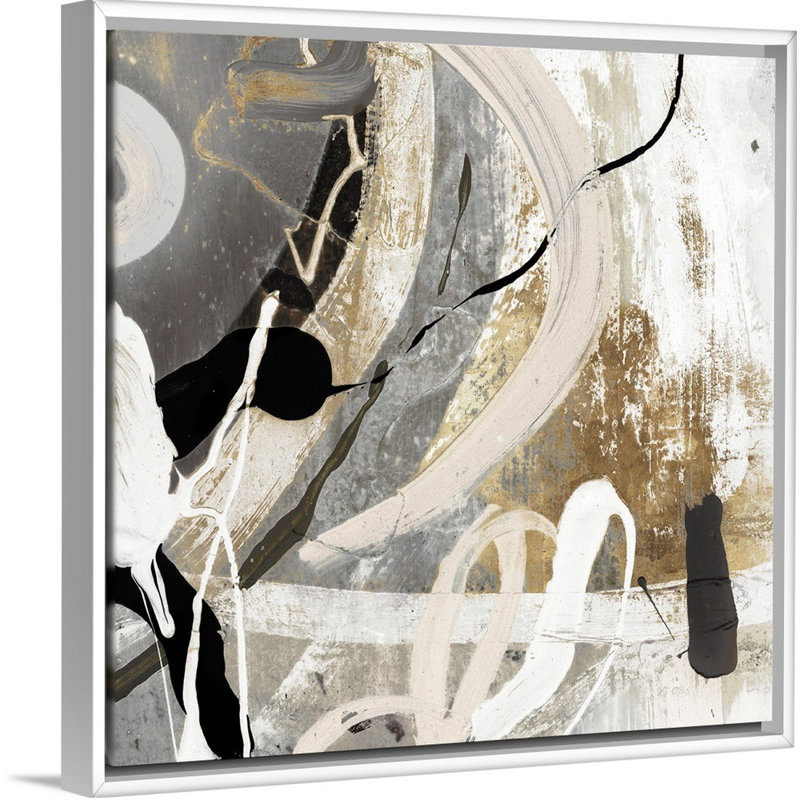 Tangled III - peinture sur toile, Toile avec cadre flottant, H 21,25 po x l 21,25 po, Blanc