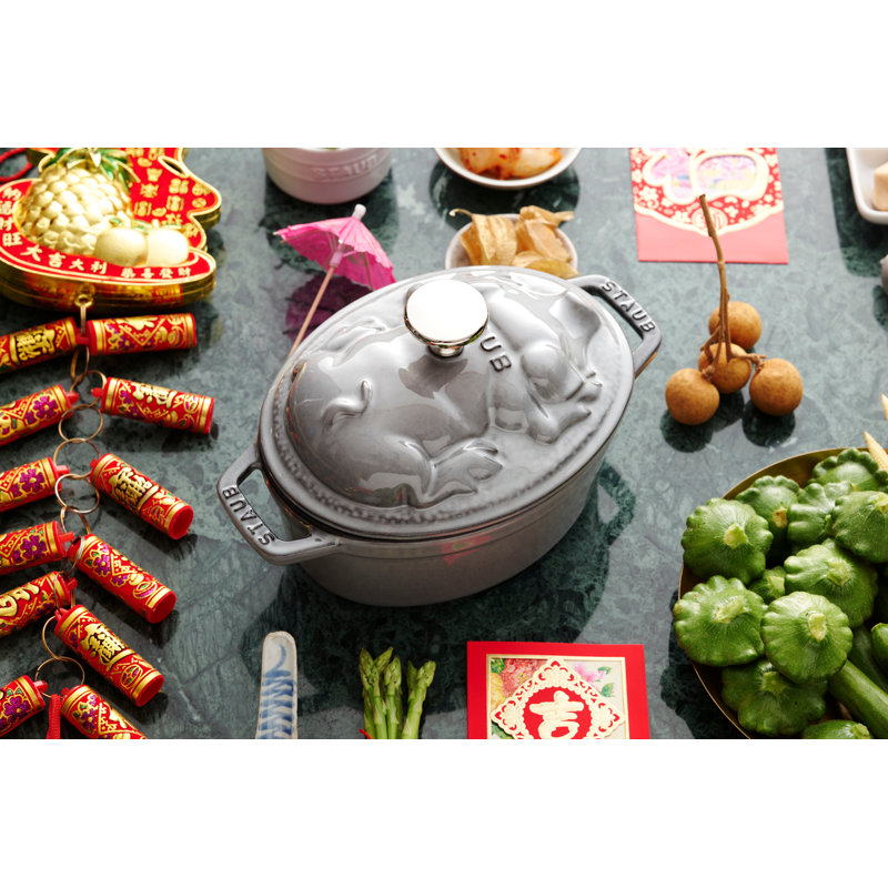 STAUB Cast Iron Oval Casserole Dish 1 l, Grey