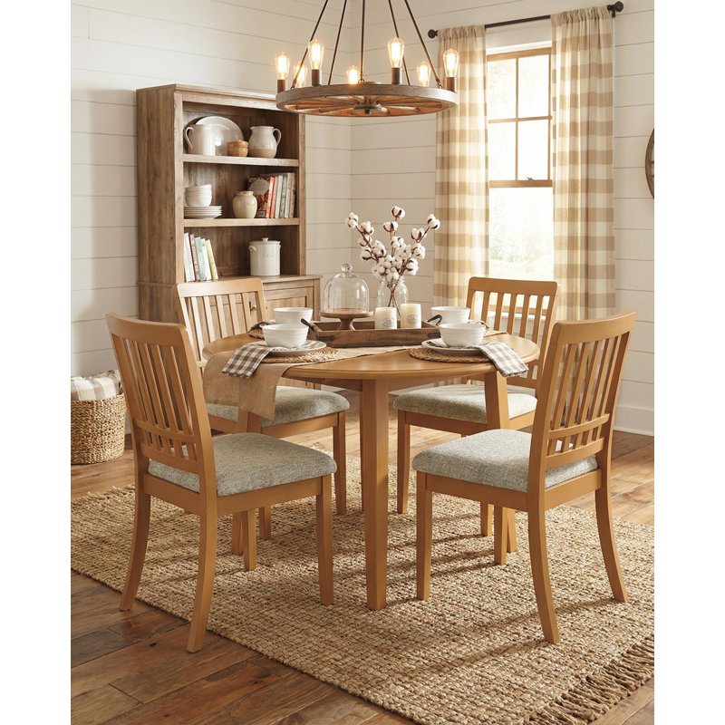 Ensemble de table de salle à manger 5 pièces avec table pliante en bois et chaises rembourrées, Chêne