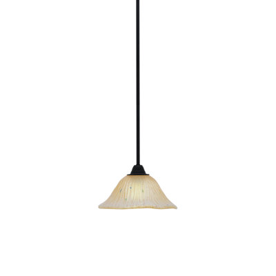 Luminaire suspendu Paramount avec fini noir mat et verre cristal ambré 10 po