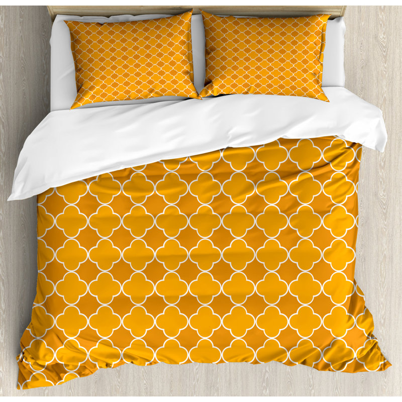 Eclectic Polyester Geometric Shapes Duvet Cover, Queen Duvet Cover + 2 Standard Shams