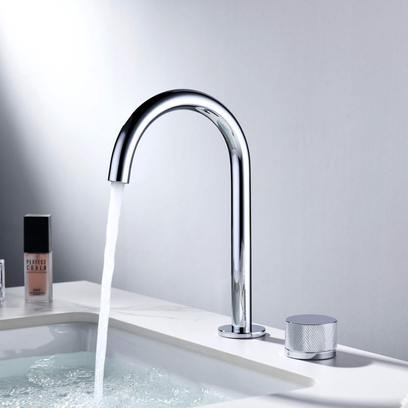 Circular X One Handle Two Holes Bathroom Vanity Sink Faucet with Drain, Chrome