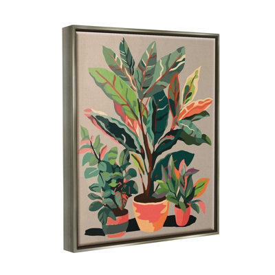 Plantes abstraites en pot sur toile