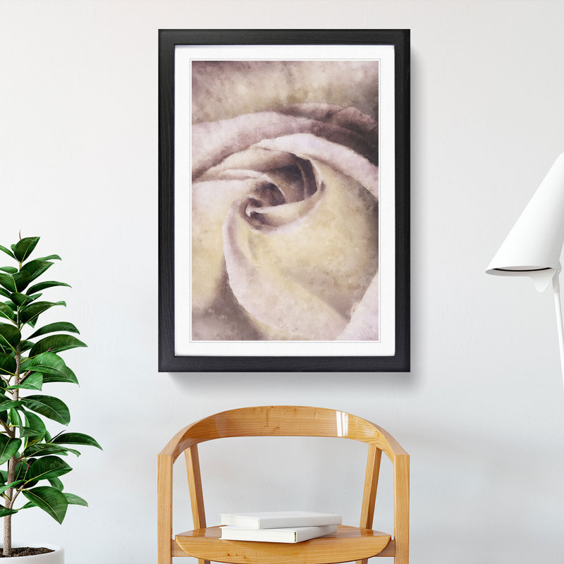 Pale Pink Rose Abstract - Picture Frame Painting Print, 45cm H x 33cm W x 2cm D, Black Framed