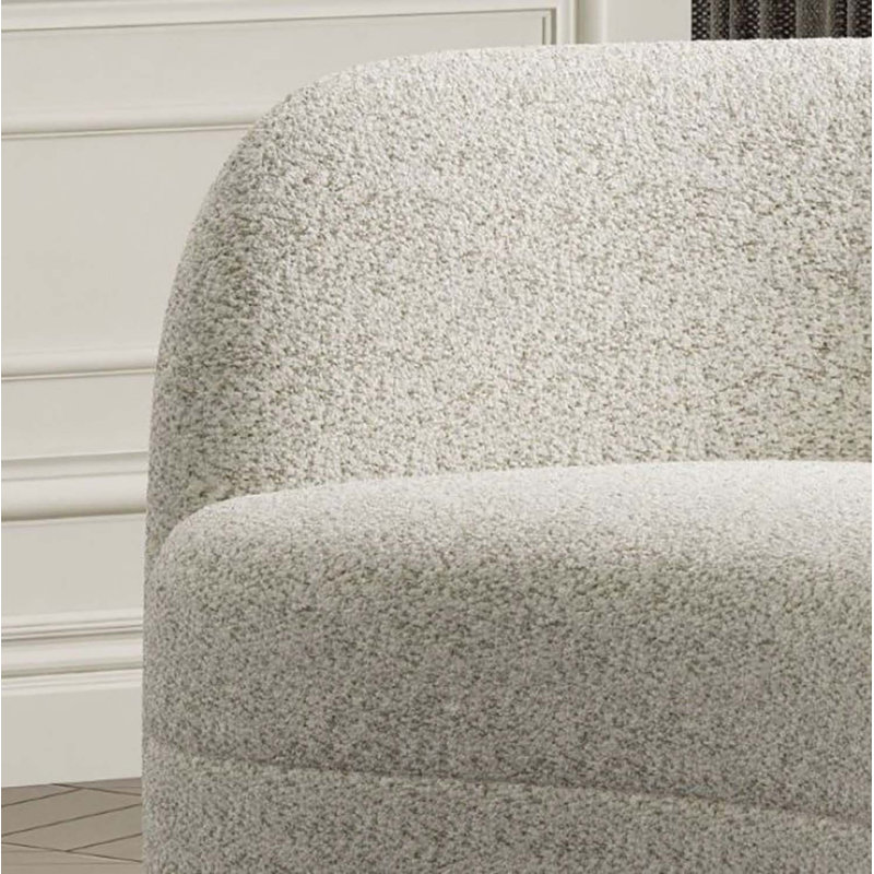 Fauteuil demi-tonneau de 43,25 po de largeur, Bouclé blanc cassé