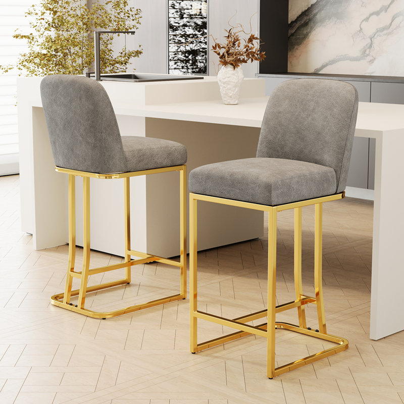Ensemble de 2 chaises de bar de style moderne avec un design simple., Gris