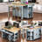 47.2" X 19.7" Extendable Kitchen Island, Rubber Wood Veneer, Adjustable Shelves, Power Outlet, 6+2 Wheels, Soft - Close Hinges Island With Dining Table, Internal Storage, 2 Ac Outlets, 1 , Type C,-1312506761