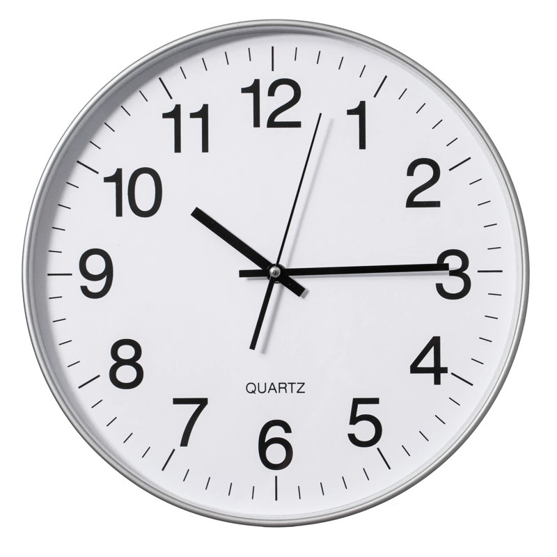 Horloge analogique 14 po Ebern Designs, Argent argent
