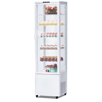 White 10.9 Cu.ft Upright Beverage Cooler Merchandiser, Double Tempered Glass with LED Lightbox and 5 Adjustable Shelves for Restaurant or Bar — FIN-0018921 | Fridge.com