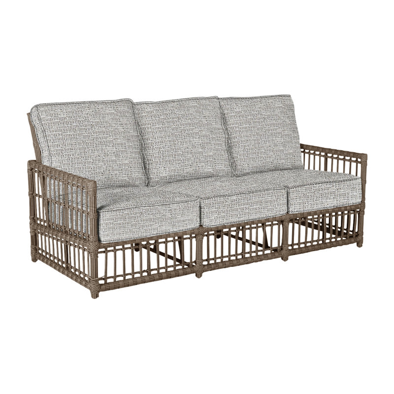 Newport N-Dura Resin Wicker Outdoor Sofa, Welt, Newport #66 Burlap, Tweed Toffee