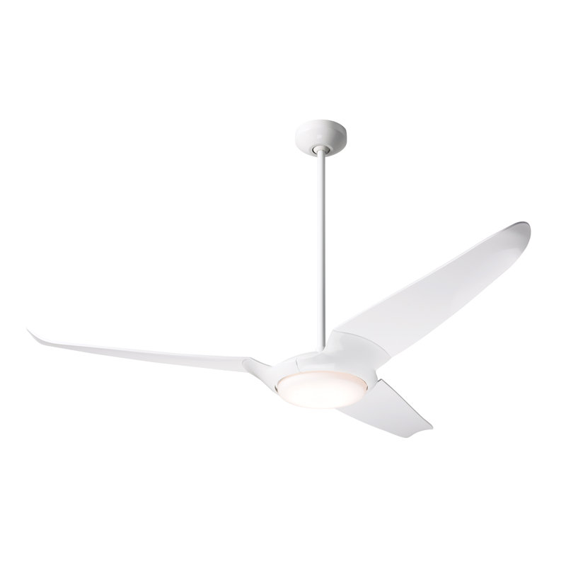 IC Air 56'' Ceiling Fan with LED Lights, Gloss White, Remote Control, White