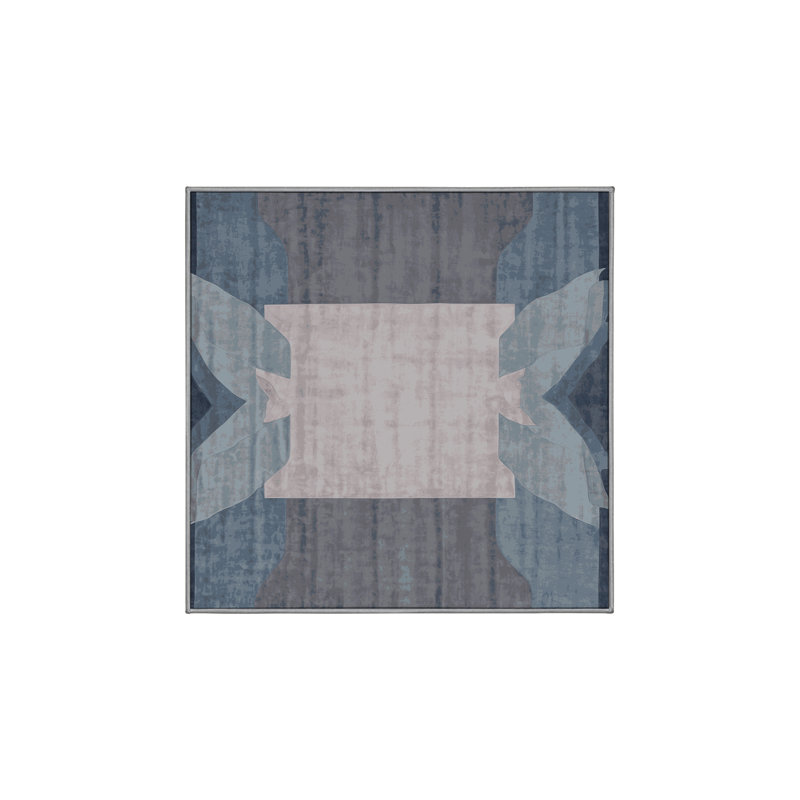Machine Washable Gray Area Rug, Square 3'