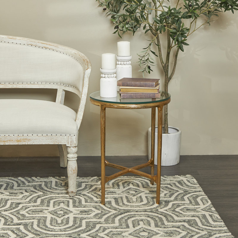 Bristyl Glass Top End Table, Gold