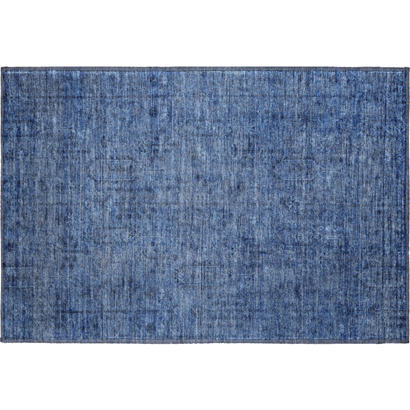 Premium Machine Washable Prisco Navy Rug, Rectangle 1'8" x 2'6"
