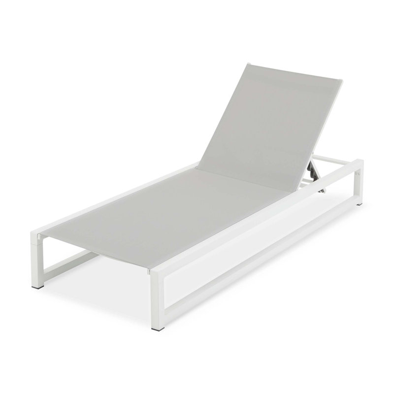 Chaise longue d'extérieur réglable à 5 niveaux, structure en aluminium durable et filet en textilène, parfaite pour le patio / la piscine